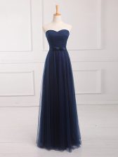 Eye-catching Sleeveless Lace Up Floor Length Belt Quinceanera Court of Honor Dress