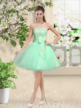 Apple Green Lace Up Off The Shoulder Lace and Belt Damas Dress Organza Sleeveless