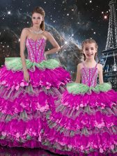 Top Selling Multi-color 15 Quinceanera Dress Military Ball and Sweet 16 and Quinceanera with Beading and Ruffles Sweetheart Sleeveless Lace Up