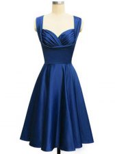Latest Knee Length Royal Blue Quinceanera Court Dresses Straps Sleeveless Lace Up