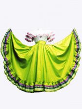  Floor Length Olive Green Quinceanera Dress Taffeta Sleeveless Ruffled Layers