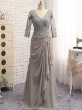 Long Sleeves Zipper Floor Length Lace and Appliques Prom Party Dress