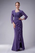 High End Purple Sleeveless Floor Length Beading Zipper Prom Dress
