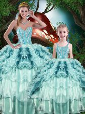  Multi-color Lace Up Sweet 16 Quinceanera Dress Beading and Ruffles Sleeveless Floor Length