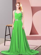 Best Selling Zipper Evening Dress for Prom and Military Ball and Sweet 16 with Beading and Ruching Brush Train