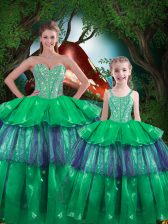 Free and Easy Floor Length Ball Gowns Sleeveless Green Sweet 16 Dresses Lace Up