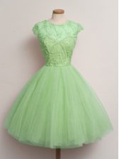  Ball Gowns Scoop Cap Sleeves Tulle Knee Length Lace Up Lace Quinceanera Court of Honor Dress
