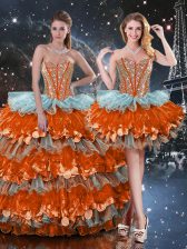  Ball Gowns Vestidos de Quinceanera Multi-color Sweetheart Organza Sleeveless Floor Length Lace Up