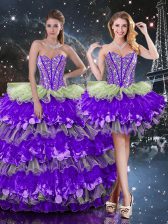 Best Selling Ball Gowns Sweet 16 Quinceanera Dress Multi-color Sweetheart Organza Sleeveless Floor Length Lace Up