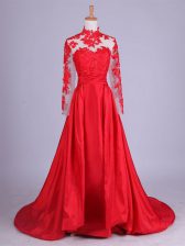 Low Price Zipper Prom Party Dress Red for Prom and Military Ball and Sweet 16 with Lace and Appliques Brush Train