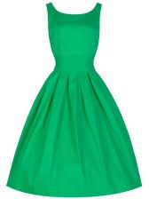 Super Green Lace Up Scoop Ruching Dama Dress Taffeta Sleeveless