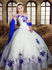  White Sleeveless Embroidery Floor Length Sweet 16 Quinceanera Dress