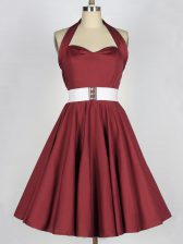  Knee Length Lace Up Court Dresses for Sweet 16 Burgundy for Prom and Party and Wedding Party with Belt