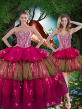  Burgundy Sleeveless Organza Lace Up 15 Quinceanera Dress for Military Ball and Sweet 16 and Quinceanera