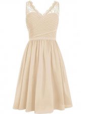 High End Champagne Sleeveless Chiffon Side Zipper Dama Dress for Prom and Party and Wedding Party