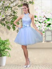  Tulle Sleeveless Knee Length Damas Dress and Lace and Belt