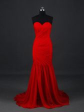 Smart Red Sweetheart Neckline Ruching Prom Dresses Sleeveless Side Zipper