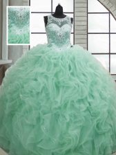 Cheap Scoop Sleeveless Lace Up Sweet 16 Quinceanera Dress Apple Green Organza