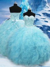 Excellent Tulle Sleeveless Floor Length Sweet 16 Dress and Beading and Pick Ups
