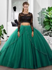  Long Sleeves Backless Floor Length Lace and Ruching Sweet 16 Quinceanera Dress