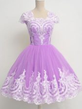  Lavender 3 4 Length Sleeve Lace Knee Length Dama Dress for Quinceanera