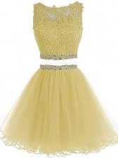  Sleeveless Beading and Lace and Appliques Zipper Dress for Prom