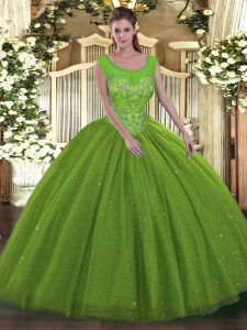 Sleeveless Tulle Backless Quinceanera Gowns for Military Ball and Sweet 16 and Quinceanera