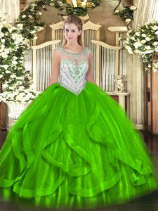 Sumptuous Quinceanera Gown Military Ball and Sweet 16 and Quinceanera with Beading and Ruffles Scoop Sleeveless Zipper