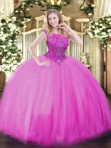 Glorious Organza Scoop Sleeveless Zipper Beading Ball Gown Prom Dress in Lilac