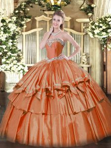 Delicate Floor Length Ball Gowns Sleeveless Rust Red Sweet 16 Quinceanera Dress Lace Up