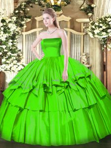  Sleeveless Floor Length Ruffled Layers Zipper Quinceanera Gown with 
