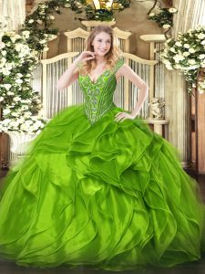  Sleeveless Organza Lace Up Sweet 16 Dress for Military Ball and Sweet 16 and Quinceanera
