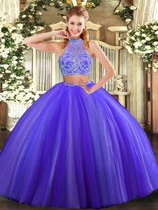 Classical Tulle Sleeveless Floor Length Quinceanera Gowns and Beading