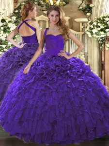  Halter Top Sleeveless Organza Sweet 16 Dresses Ruffles Lace Up
