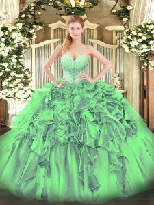 Fitting Ball Gowns 15 Quinceanera Dress Sweetheart Organza Sleeveless Floor Length Lace Up