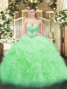  Beading and Ruffles and Pick Ups 15 Quinceanera Dress Lace Up Sleeveless Floor Length