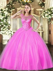  Lilac 15th Birthday Dress Sweet 16 and Quinceanera with Beading Scoop Sleeveless Lace Up