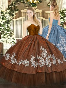 Perfect Brown Sweetheart Zipper Embroidery 15 Quinceanera Dress Sleeveless