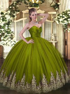 Traditional Floor Length Ball Gowns Sleeveless Olive Green Quinceanera Dress Zipper