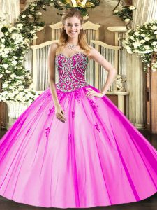  Lilac Sweetheart Neckline Beading and Appliques Sweet 16 Quinceanera Dress Sleeveless Lace Up