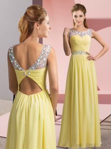  Sleeveless Clasp Handle Floor Length Beading Prom Gown