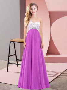 Dynamic Fuchsia Sleeveless Chiffon Lace Up Dress for Prom for Prom and Party