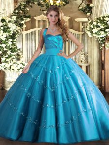 Graceful Sleeveless Lace Up Floor Length Appliques Ball Gown Prom Dress