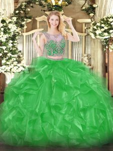 Classical Sleeveless Beading and Ruffles Lace Up 15 Quinceanera Dress