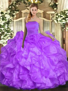 Pretty Floor Length Ball Gowns Sleeveless Lavender Vestidos de Quinceanera Lace Up