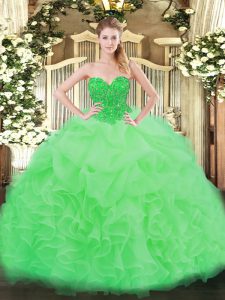 Pretty Apple Green Sweetheart Lace Up Ruffles Quinceanera Dress Sleeveless