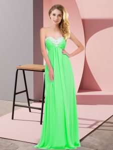  Chiffon Sweetheart Sleeveless Lace Up Ruching Prom Dresses in Apple Green