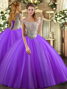  Floor Length Ball Gowns Sleeveless Lavender Quinceanera Gowns Lace Up