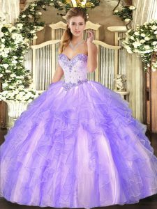 Exquisite Sleeveless Beading and Ruffles Lace Up Ball Gown Prom Dress