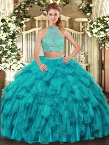 Hot Selling Sleeveless Beading and Ruffles Criss Cross Quinceanera Gowns